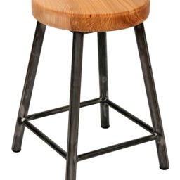 Rosie Ashton - Low Chunky Round Frame Bar Stool With Ash Seat - thumbnail 2