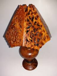 Moroccan Wooden Handmade Lampshade, Thuya Table Lamp, Wood Lighting, Moroccan Decor, Burl Lamp - thumbnail 1