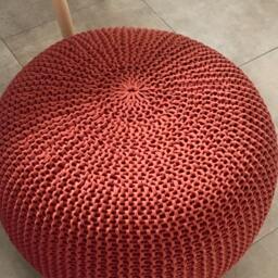 Large & Small Copper Pouf, Ottoman Chair, Floor Cushion, Knit Pillow, Knitted Ottoman Footstool, Coffee Table, Many Colors & Sizes - thumbnail 4