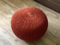 Large & Small Copper Pouf, Ottoman Chair, Floor Cushion, Knit Pillow, Knitted Ottoman Footstool, Coffee Table, Many Colors & Sizes - thumbnail 1