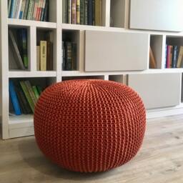 Large & Small Copper Pouf, Ottoman Chair, Floor Cushion, Knit Pillow, Knitted Ottoman Footstool, Coffee Table, Many Colors & Sizes - thumbnail 3