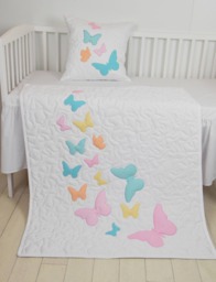 Butterfly Blanket, Gray Purple Quilt Modern Baby Crib Blanket - thumbnail 1