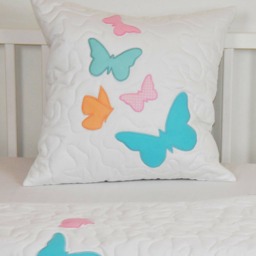 Butterfly Blanket, Gray Purple Quilt Modern Baby Crib Blanket - thumbnail 2