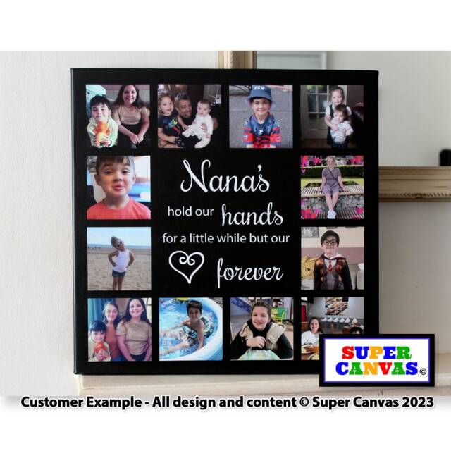 Grandma Nana Nanny Personalised 12 Picture Photo Collage Framed Canvas Print Unique Handmade Birthday Gift For Grandparent Mum - image 1