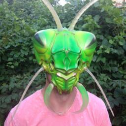 Mantis Mask Fiberglass Insect Helmet, Halloween Costume - thumbnail 3
