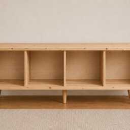 Solid Wood Vinyl Record Storage Cabinet - Lp Unit Player Stand Handmade Media Console Rustic Hifi - thumbnail 3