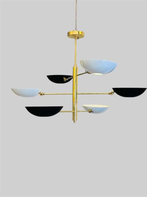 Handmade Raw Brass Sputnik Chandelier Mid-Century Modern 6-Light Pendant - image 1