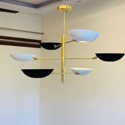 Handmade Raw Brass Sputnik Chandelier Mid-Century Modern 6-Light Pendant - thumbnail 2
