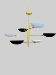 Handmade Raw Brass Sputnik Chandelier Mid-Century Modern 6-Light Pendant