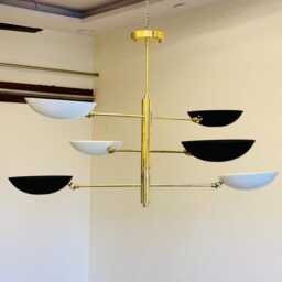 Handmade Raw Brass Sputnik Chandelier Mid-Century Modern 6-Light Pendant - thumbnail 3