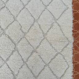 Hand-Knotted Moroccan Beni Ourain Rug Lamb Wool Trellis Design - 4.7 X 8.3 Ft - thumbnail 4