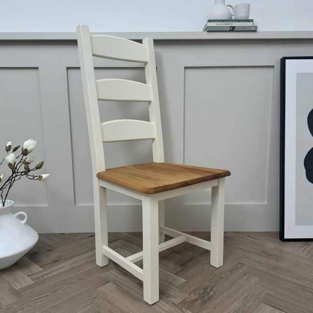 Ladderback Farmhouse Dining Chairs in Any Colour With Wooden Seats, Can Be Painted To Order Farrow & Ball Paint - image 1