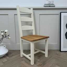 Ladderback Farmhouse Dining Chairs in Any Colour With Wooden Seats, Can Be Painted To Order Farrow & Ball Paint - thumbnail 1