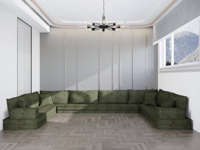Custom U-Shaped Floor Sofa - Modular Lounge Seating, Washable Cover - image 1