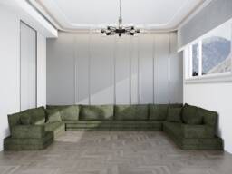 Custom U-Shaped Floor Sofa - Modular Lounge Seating, Washable Cover - thumbnail 1