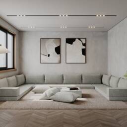 Custom U-Shaped Floor Sofa - Modular Lounge Seating, Washable Cover - thumbnail 2