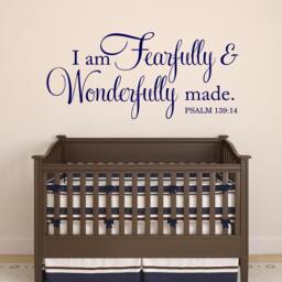 Bible Verse Wall Decal - Fearfully & Wonderfully Made Psalm 13914 Scripture Art Christian Nursery Decor Religious Quote - thumbnail 1