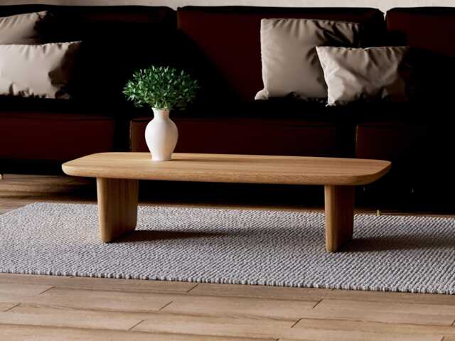 Wooden Coffee Table - Unique Coffee Table Modern Solid Oak Scandi Living Room - image 1