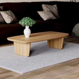 Wooden Coffee Table - Unique Coffee Table Modern Solid Oak Scandi Living Room - thumbnail 3
