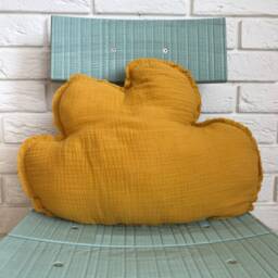 Mustard Muslin Cloud Pillow Kids Room Decor - thumbnail 4