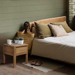 Wooden Bedside Table in Japandi Scandinavian Style, Rustic Side Nightstand For Bedroom Or Sofa End - thumbnail 3