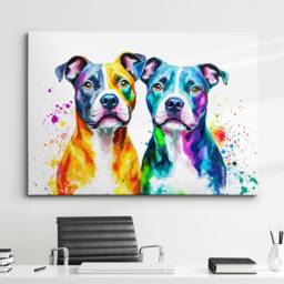 staffordshire Bull Terrier Dogs Pet Abstract Modern Painting Wall Art, Framed Canvas Poster Print, Home Kitchen Office Room Decor, Gifts - thumbnail 1