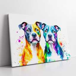 staffordshire Bull Terrier Dogs Pet Abstract Modern Painting Wall Art, Framed Canvas Poster Print, Home Kitchen Office Room Decor, Gifts - thumbnail 2