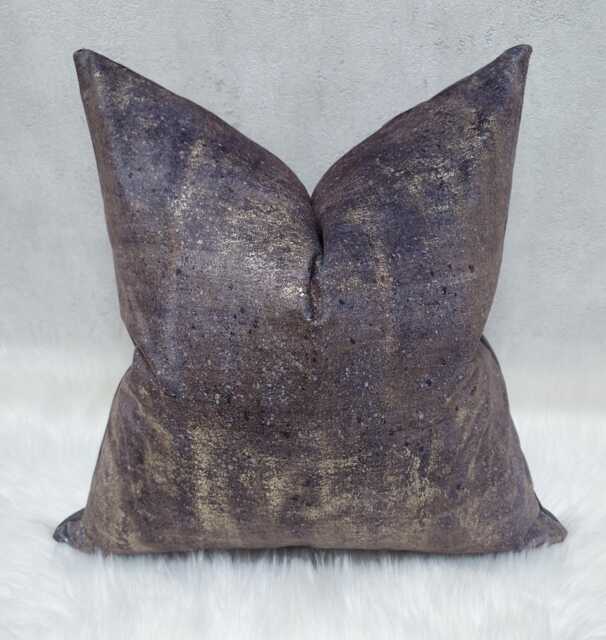 Shimmer Metallic Cushion Cover Dark Brown Gold Painted Abstract Design New Home Luxury Designer Handmade - image 1