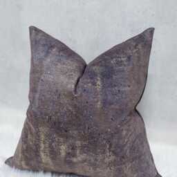 Shimmer Metallic Cushion Cover Dark Brown Gold Painted Abstract Design New Home Luxury Designer Handmade - thumbnail 3