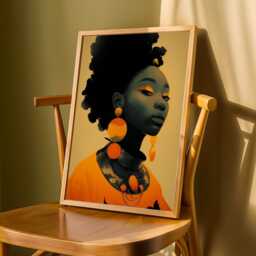 Afrocentric Woman Art Print Orange, Black & Gold Boho Decor - Poster Only - thumbnail 3