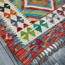 Kilim Rug, Handmade Artisan Afghan Turkish Scandinavian Navajo Bohemian Flatweave Natural Wool Multicolour Rug 124x89 cm - thumbnail 2