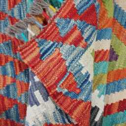 Kilim Rug, Handmade Artisan Afghan Turkish Scandinavian Navajo Bohemian Flatweave Natural Wool Multicolour Rug 124x89 cm - thumbnail 3