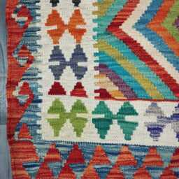 Kilim Rug, Handmade Artisan Afghan Turkish Scandinavian Navajo Bohemian Flatweave Natural Wool Multicolour Rug 124x89 cm - thumbnail 4