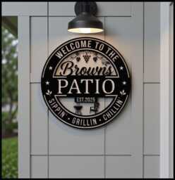 Custom Patio Metal Sign, Lounge Personalized Family Name Decor, Outdoor Wall Art, Backyard Porch Decor, Outdoor