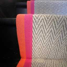 Pink Tape 7.5M Herringbone Stair Runner Wool Stitched Taped Edge - thumbnail 2