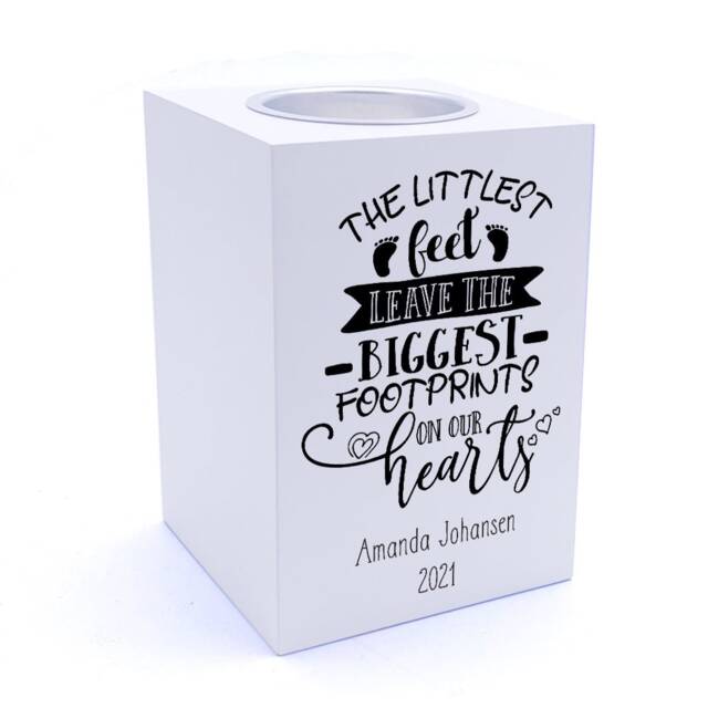 Personalised Baby Memorial Remembrance The Littlest Feet Tea Light Holder