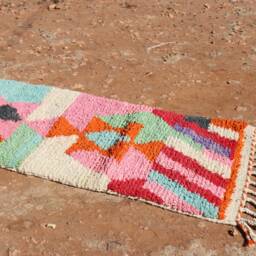 Colorful Berber Wool Runner Rug Handwoven Moroccan Hallway Rug - thumbnail 2