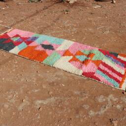 Colorful Berber Wool Runner Rug Handwoven Moroccan Hallway Rug - thumbnail 4