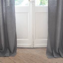 True Gray Heavy Linen Curtain Panel, Rod Pocket, Decorative Header - thumbnail 3