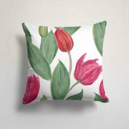 Green Flower Pillow Case-Tulip Decorative Cushion Cover-Living Room Cushion Case-Modern Pillow Cover-Gift For Her Cushion-Handmade Material - thumbnail 3