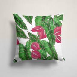 Green Flower Pillow Case-Tulip Decorative Cushion Cover-Living Room Cushion Case-Modern Pillow Cover-Gift For Her Cushion-Handmade Material - thumbnail 2