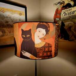 Klimt Lady & Black Cat Lampshade Handmade Table/Ceiling Light - Decoupage Home Decor - thumbnail 4