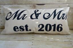 Personalized Mr. & Mrs. Pillow, Wedding Pillow, Wedding Pillow With Date, Wedding Gift Pillow, Bridal Shower - thumbnail 1