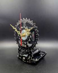 Recycled Bike Parts Clock Steampunk Desk Decor, Gift For Cyclist - thumbnail 1