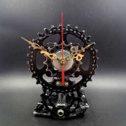 Recycled Bike Parts Clock Steampunk Desk Decor, Gift For Cyclist - thumbnail 3