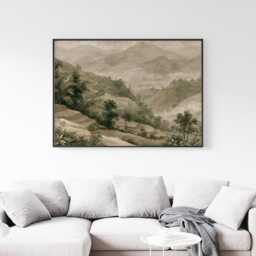 Green Mountain Poster, Misty Valley Print, Landscape Wall Art, Paper - thumbnail 4