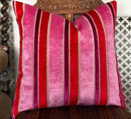 Designers Guild Fabric Piomba Peony Cut Velvet Stipes Pillow/ Bolster Cover - thumbnail 1