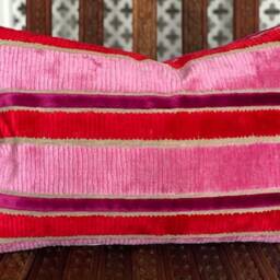 Designers Guild Fabric Piomba Peony Cut Velvet Stipes Pillow/ Bolster Cover - thumbnail 3