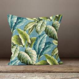 Tropical Leaves Plants Cushion Cover/Monstera Palm Trees Pillowcase/Blue Greenplants Pillow Cover/Housewarming Pillow/Summer Trend - thumbnail 3