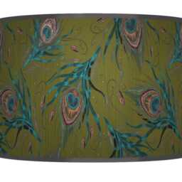 Peacock Feather Lampshade - Turquoise Green Drum Ceiling Light Shade For Elegant Decor - thumbnail 2